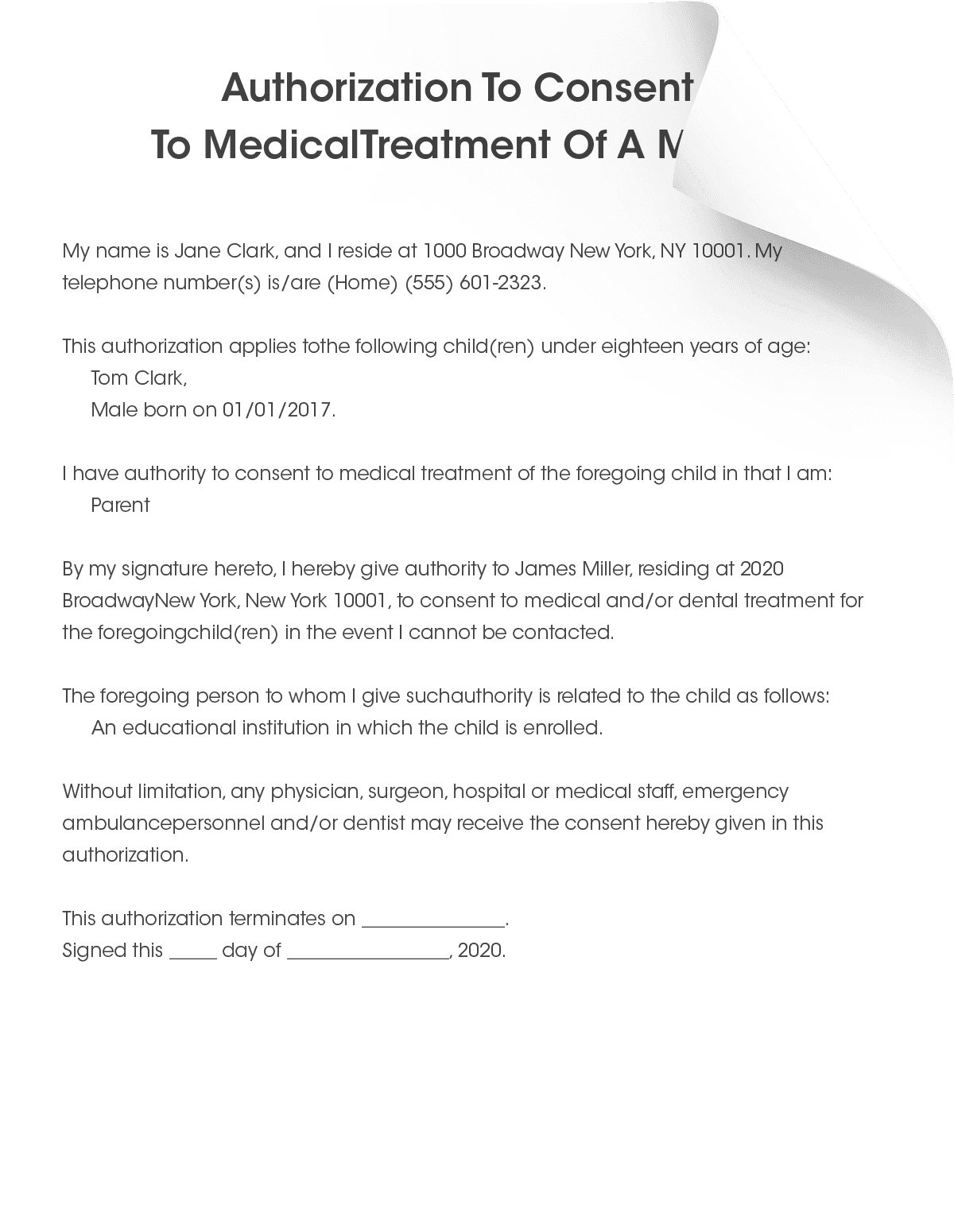 Child Medical Consent